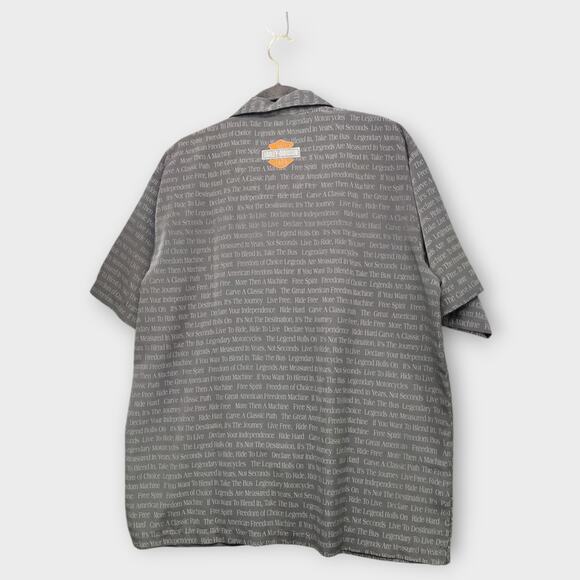 Harley-Davidson All Over Print “Quotes” button down short sleeve shirt Size L - Picture 5 of 6